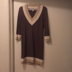 Sweater dress brown and cream
